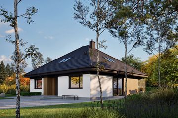 Projekt domu Flo V - parterowy z poddaszem dom o powierzchni 103,59 m², dach kopertowy - ujęcie 7