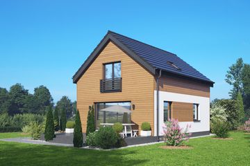 Projekt domu Hebdowice aa 70 - parterowy z poddaszem dom o powierzchni 83,84 m², dach dwuspadowy - ujęcie 2