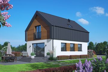 Projekt domu Radowice aa 70 - parterowy z poddaszem dom o powierzchni 91,91 m², dach dwuspadowy - ujęcie 2