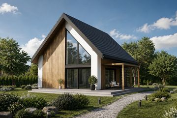 Projekt domu D464 - parterowy z poddaszem dom o powierzchni 87,08 m², dach dwuspadowy - ujęcie 2