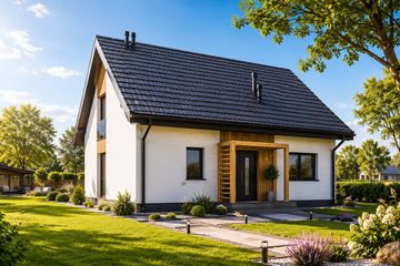 Projekt domu D464 - parterowy z poddaszem dom o powierzchni 87,08 m², dach dwuspadowy - ujęcie 3