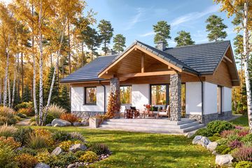 Projekt domu Mirabelka 4 country - parterowy dom o powierzchni 72,48 m², dach dwuspadowy - ujęcie 3