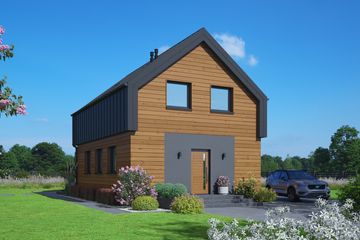 Projekt domu Radowice aa 70 dws - parterowy z poddaszem dom o powierzchni 94,13 m², dach dwuspadowy - ujęcie frontu