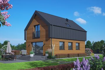 Projekt domu Radowice aa 70 dws - parterowy z poddaszem dom o powierzchni 94,13 m², dach dwuspadowy - ujęcie 2