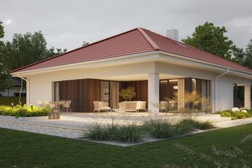 Projekt domu NewHouse 771 w3 red - parterowy dom o powierzchni 116,98 m², dach kopertowy - ujęcie 2