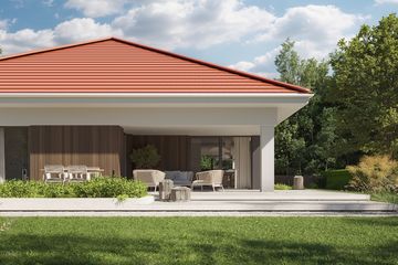 Projekt domu NewHouse 771 w3 red - parterowy dom o powierzchni 116,98 m², dach kopertowy - ujęcie 3