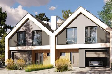 Projekt domu Ella 40 dom jednorodzinny dwulokalowy - parterowy z poddaszem dom o powierzchni 246,74 m², dach dwuspadowy - ujęcie 2