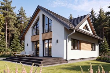 Projekt domu Erna 5 - parterowy z poddaszem dom o powierzchni 75,68 m², dach dwuspadowy - ujęcie 2