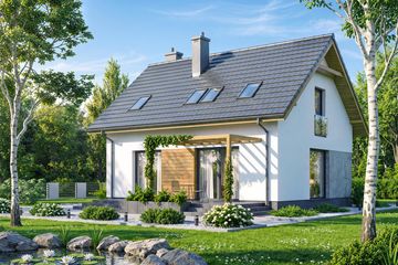 Projekt domu Rodzinek 5 mini 3 - parterowy z poddaszem dom o powierzchni 89,15 m², dach dwuspadowy - ujęcie 3