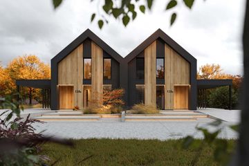 Projekt domu HomeKoncept 139 B - parterowy z poddaszem dom o powierzchni 105,72 m², dach dwuspadowy - ujęcie frontu