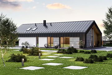 Projekt domu PióroArchitekci - 19 szkieletowy - parterowy dom o powierzchni 132,80 m², dach dwuspadowy - ujęcie 4