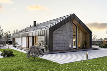 Projekt domu PióroArchitekci - 19 szkieletowy - parterowy dom o powierzchni 132,80 m², dach dwuspadowy - ujęcie 5
