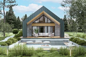 Projekt domu PióroArchitekci - 24 szkieletowy - parterowy dom o powierzchni 79,40 m², dach dwuspadowy - ujęcie 3