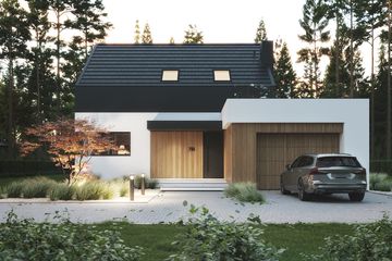 Projekt domu NewHouse 785 - parterowy z poddaszem dom o powierzchni 122,95 m², dach dwuspadowy - ujęcie 2