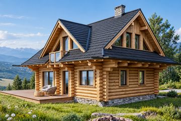 Projekt domu L-116 X - parterowy z poddaszem dom o powierzchni 97,68 m², dach dwuspadowy - ujęcie frontu