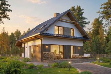 Projekt domu na leśnej - parterowy z poddaszem dom o powierzchni 126,07 m², dach dwuspadowy - ujęcie 3