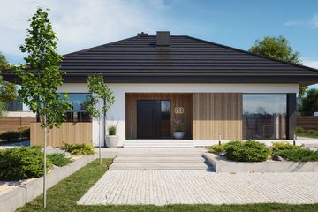 Projekt domu NewHouse 769 - parterowy dom o powierzchni 98,67 m², dach kopertowy - ujęcie 2