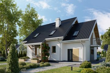 Projekt domu Malina (1405) - parterowy z poddaszem dom o powierzchni 112,20 m², dach dwuspadowy - ujęcie 3