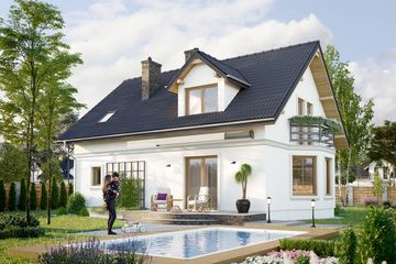 Projekt domu Drabant Lux (873) - parterowy z poddaszem dom o powierzchni 121 m², dach dwuspadowy - ujęcie 2