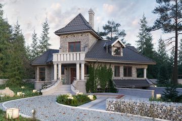  Projekt domu Kasztel (351) (KRD1766) - projekt domu parterowego z poddaszem - Zdjęcie 1