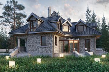  Projekt domu Kasztel (351) (KRD1766) - projekt domu parterowego z poddaszem - Zdjęcie 2