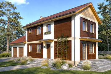 Projekt domu Magda - z pełnym piętrem dom o powierzchni 115,40 m², dach dwuspadowy, koszt budowy 315 000 zł - ujęcie frontu