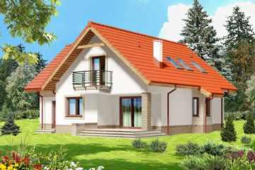 Projekt domu Puk - parterowy z poddaszem dom o powierzchni 117,63 m², dach dwuspadowy - ujęcie 2
