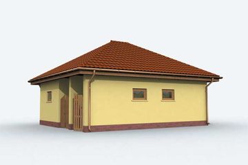 Projekt garażu G142 - parterowy dom o powierzchni 46,39 m², dach kopertowy - ujęcie 2