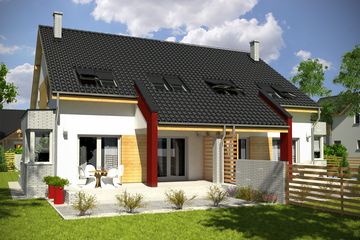  Projekt domu Bazyli z garażem 1-st. bliźniak [A-BL1] (WRF1319) - projekt domu parterowego z poddaszem - Zdjęcie 2