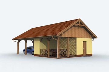  Projekt wiaty garażowej G154 wiata dwustanowiskowa z pomieszczeniem gospodarczym (SLN1249) - projekt wiaty parterowego - Zdjęcie 2