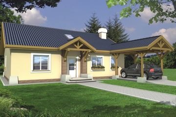 Projekt domu Azalia paliwo stałe wersja B z wiatą (WRD1719) - projekt domu parterowego z poddaszem - Zdjęcie 2