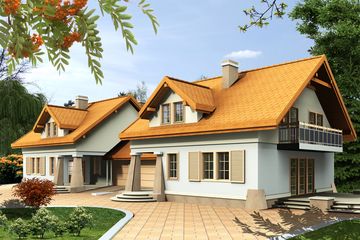  Projekt domu Wilga z garażem 1-st. bliźniak [A-BL] (WRF1326) - projekt domu parterowego z poddaszem - Zdjęcie 2