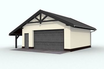  Projekt garażu G58 Szkielet drewniany (SLN2196) - projekt garażu parterowego - Zdjęcie 2