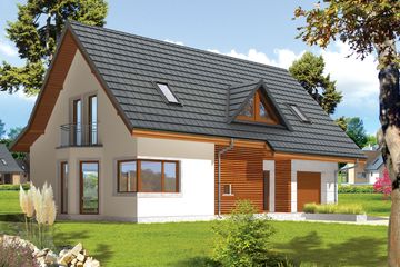 Projekt domu Demi G1 (wersja A) - parterowy z poddaszem dom o powierzchni 135,42 m², dach dwuspadowy - ujęcie 2