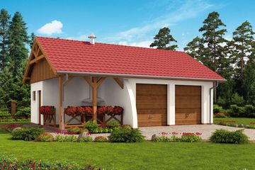  Projekt garażu G42 Szkielet drewniany (SLN2214) - projekt garażu parterowego - Zdjęcie 2