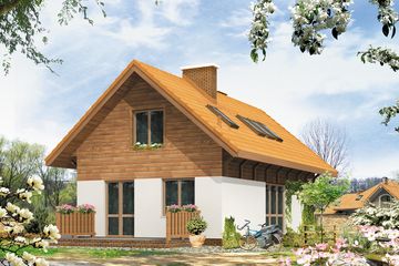 Projekt domu Wrzos - parterowy z poddaszem dom o powierzchni 101,13 m², dach dwuspadowy - ujęcie 2