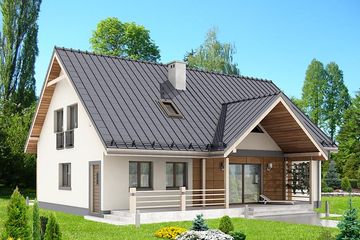  Projekt domu HG-C3D (KRM1078) - projekt domu parterowego z poddaszem - Zdjęcie 2