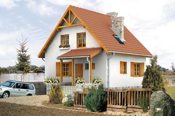 Projekt domu Majka - parterowy z poddaszem dom o powierzchni 83,80 m², dach dwuspadowy - ujęcie 2
