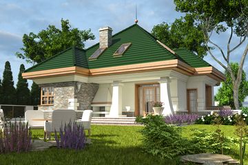  Projekt domu Żuraw bez garażu [B] (WRF1386) - projekt domu parterowego z poddaszem - Zdjęcie 2