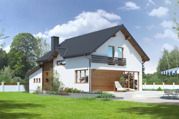  Projekt domu Dziekanowice 32 (KRP1293) - projekt domu parterowego z poddaszem - Zdjęcie 2