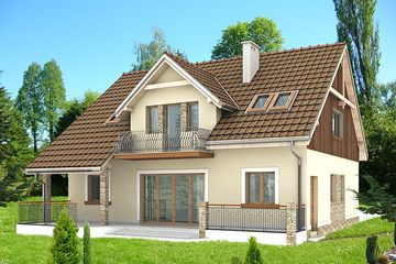  Projekt domu HG-C1A (KRM1042) - projekt domu parterowego z poddaszem - Zdjęcie 2