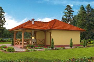 Projekt garażu G63 garaż dwustanowiskowy - parterowy dom o powierzchni 47,10 m², dach kopertowy - ujęcie 2