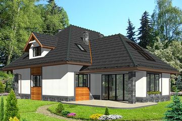  Projekt domu HG-I5 (KRM1050) - projekt domu parterowego z poddaszem - Zdjęcie 2