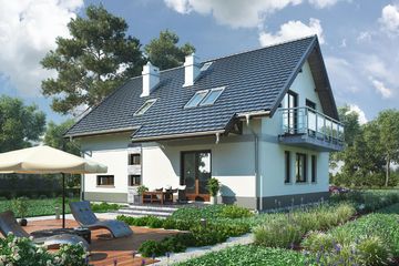 Projekt domu Oberek Polo (1072) - parterowy z poddaszem dom o powierzchni 117,60 m², dach dwuspadowy - ujęcie 2