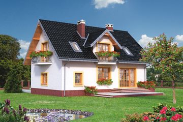  Projekt domu Fiona Atu - murowana – beton komórkowy (KRD1988) - projekt domu parterowego z poddaszem - Zdjęcie 2