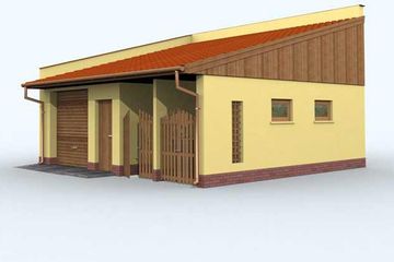 Projekt garażu G117 - parterowy dom o powierzchni 48,88 m², dach jednospadowy - ujęcie 2
