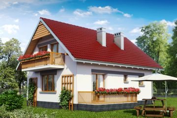  Projekt domu Calineczka (957) (KRD2329) - projekt domu parterowego z poddaszem - Zdjęcie 2