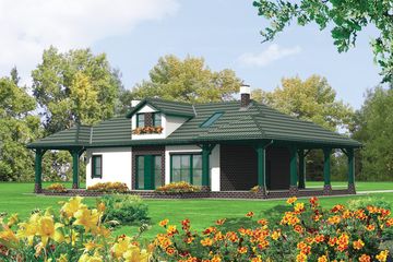  Projekt domu Szarlotta (z wiatą) (WRC2374) - projekt domu parterowego z poddaszem - Zdjęcie 2