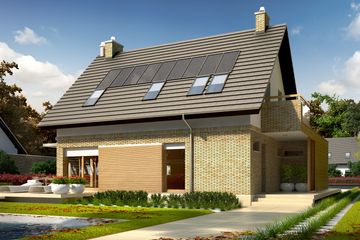 Projekt domu Tobiasz G1 energo - parterowy z poddaszem dom o powierzchni 116,50 m², dach dwuspadowy - ujęcie 2