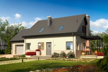 Projekt domu Niki II G1 energo - parterowy z poddaszem dom o powierzchni 134,05 m², dach dwuspadowy - ujęcie 2